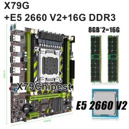 Motherboards KEYIYOU X79 Chipest X79 placa mae motherboard Set LGA 2011 V1 V2 with Xeon KIT E5 2660 V2 processor 16GB DDR3 1600MHZ Memory