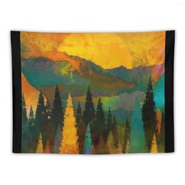 Tapestries Abstract Tree And Mountain Mixed Media Tapestry Kawaii Room Decor Decoration Bedroom Wall Decorations