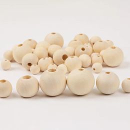 Pack of 100 Wooden Beads for Threading Natural Round Wooden Beads With Hole For DIY Jewellery Making 6 mm 8 mm 10 mm