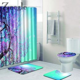 Bath Mats Zeegle Mat Set With Shower Curtain Toilet Pedestal Rug Flannel Soft Foot Anti Slip Bathroom Doormat Washable