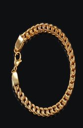 Mens Gold Bracelets Hip Hop Jeweley Gold Silver Plated Cuban Link 316L Stainless Steel Mens Bracelets7592524