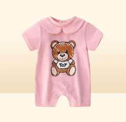 Newborn Baby Clothes Unisex Short-sleeved Cotton Little Print BearNew Born Baby Boy Girl Romper Jumpsuit5775352