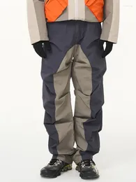 Men's Pants Techwear Style Pleated Accumulation Stitching Contrast Colour Three-Dimensional Cut Casual Overalls Trousers