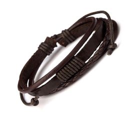 Fashion Mens Leather Charm Bracelets Handmade Design Hip Hop Jewellery Punk Filling Pieces Black Brown Designer Braided Bracelet for7739331