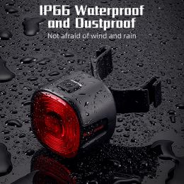 WEST BIKING Smart Brake Taillight IP66 Waterproof USB Charging Bike Rear Light 6 Modes Intelligent Brake Sensor Bike Accessories