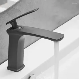 Bathroom Sink Faucets Gun Grey Solid Brass Basin Mixer & Cold Single Handle Deck Mounted Lavatory Tap Nickel Black Chrome