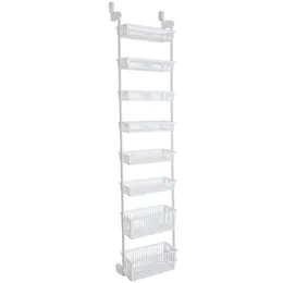 Storage Boxes 8-Tier Over-The-Door Hanging Pantry Organiser With 2 Deep And 6 Full Baskets - White