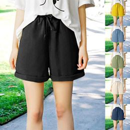 Women's Shorts Summer Drawstring Casual Elastic High Waist Loose Wide Leg Pockets Solid Pyjamas For Women Chic Streetwear