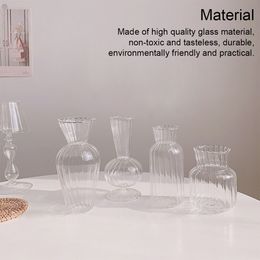 Nordic Styles Clear Glass Vases Plant Hydroponic Flower Pot Terrarium Arrangement Container for Home Wedding Ornaments