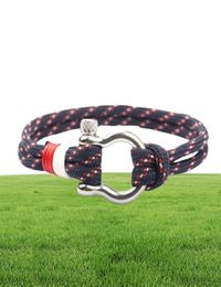 Mens Nautical Sailing Screw Bracelet Stainless Steel Shackles Black Tactical Rope Bangle Sailor Surfer Beachwear Male Jewelry 2162301