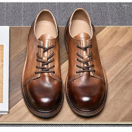 Dress Shoes Retro Mens Casual Business Luxury Genuine Leather Designer Handmade 2024 Fashion Outdoor Wedding Social For Man