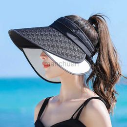 Visors Wide Brim Hats Bucket Hats Women Summer Foldable Anti-uv Beach Hat Solid Colour Stretchable Large Wide Brim Sun Hat Ladies Sunscreen Cap Female Travel Caps 24412