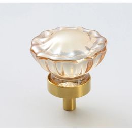Brass Crystal Cupboard Cabinet Handle Kitchen Drawer Knobs Light Luxury Furniture Hardware Transparent Handle Home Decoration