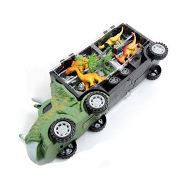 Dinosaur Transport Toy Truck Pull Back Vehicles Dino Container Storage Car Model Lighting Music Boys Children Birthday Gift B130