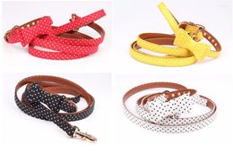 Dog Collars 4 Colour Soft Pu Cloth Dot Pattern Bow Collar Leash Set Leader Accessories Collier Pour Chien Perro Coleira