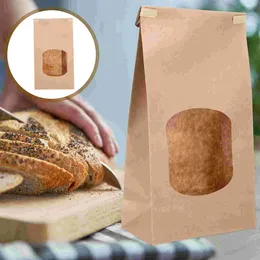 Storage Bottles 50pcs Kraft Paper Bread Bags Baked Food Packaging Bag Homemade With Window