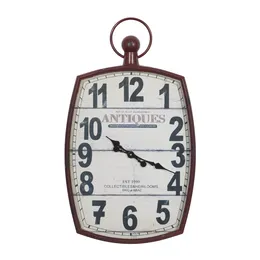 Wall Clocks 19" X 33" Red Metal Pocket Watch Style Clock Battery Operated Designer Home Office Bedroom Living Room Decorative