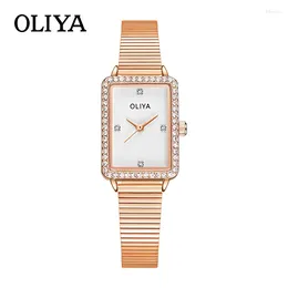 Wristwatches Square Dial Lucky Girl Watch Reloj Para Mujer Quartz With Diamond Luxury De Acero Inoxidable