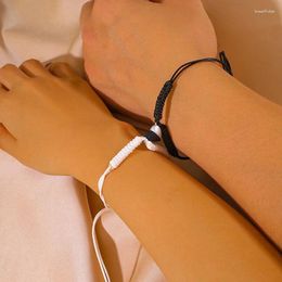 Charm Bracelets HI MAN-Handmade Heart Contrasting Magnetic Clasp Braid Couple Bracelet Festival Lovers' Gift Accessories Two-piece Set