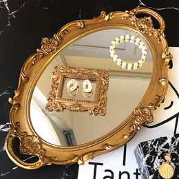 Northern Europe Decorative Plate Storage Tray Oval Plate Jewellery Display Rotary Candy Decor Mirror Make Up Mirror Gift for Girl