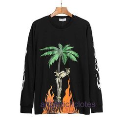 High end designer clothes for Pa Angles Tide brand flame skeleton letter long sleeve t-shirt mens and womens loose bottomed shirt With 1:1 original labels