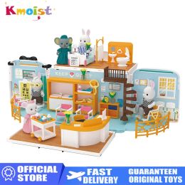 Koala Bus Doll House Play Set Cute Dollhouse Hospital Scene Accessories Diy Ambulance Miniature Pretend Play Toys for Girls Gift