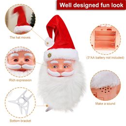 Santa Claus Head Dolls Can Singing and Talk Christmas Gifts for Children Novelty Electric Toy New Year 2024 Xmas Home Decoration