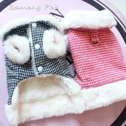 Dog Apparel Pet Cotton-padded Clothes Autumn Winter Fashion Plaid Vest Small Warm Sweater Cat Harness Puppy Soft Jacket Poodle Maltese
