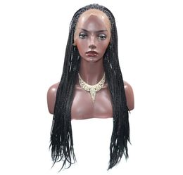 Natural Black Braided Lace Front Wigs Long Braids Wigs 1824 Inch Glueless Synthetic Lace Front Wigs for Black Women Heat Resistan8989883