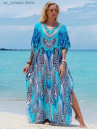 Basic Casual Dresses 2024 Leopard Print Kaftan Dresses for Women Plus Size Summer Beach Swim Cover Up Loose Fit Resort Wear Maxi Dresses Q1415 T240412