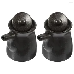 Storage Bottles 2 Pcs Soy Sauce Pot Vinegar Dispensers Japanese Jar Cooking Ceramic Condiment Bottle Ceramics