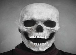 Full Head Skull Mask Helmet With Movable Jaw Masques Entire Realistic Latex Scary Skeleton Z L2205303245451