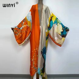 Kimonos verano Women sukienka Print Long Sleeve Cardigan Female Blouse Loose Casual beach Cover Up boho dress party kaftan 240407