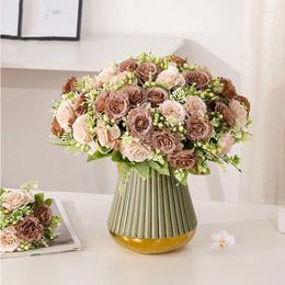 Decorative Flowers 1pcs Vintage Artificial Silk High Quality Autumn Peony Cuckoo Christmas Wedding Family Room Decoration Pos Props Gard