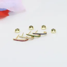 Stud Earrings Exquisite 4 Color Cubic Zirconia For Women Paved Colorful CZ With Gold Plated Fashion Jewelry Party Gift