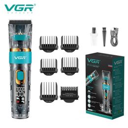 VGR Hair Trimmer Cordless Clippers Waterproof Cutting Machine Adjustable Clipper Transparent for Men V695 240408