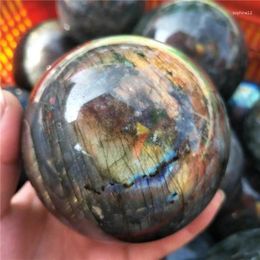 Decorative Figurines 1pc Beautiful Natural Labradorite Stone Sphere Healing Decoration Crystal Balls 75MM-90MM