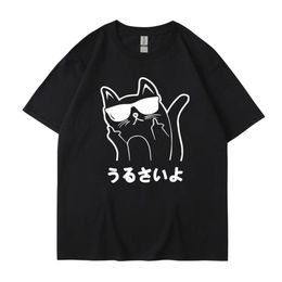 Designer Women's T-shirt New Popular Letter Cartoon Funny Cat 2d Printed Mens and Womens Short Sleeved T-shirt