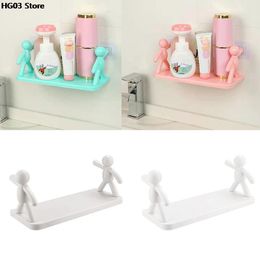 New 1PC Household Simple Punch-free Wall Hanging Human-shaped Guardrail Hook Rack Bathroom Shelf with Hook Kitchen Storage Rack