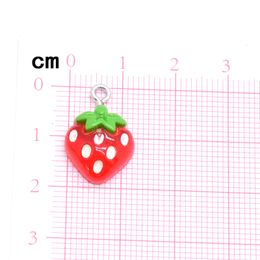 20pcs Bulk Mini Red Strawberries Resin Charms Cute Sweet Fruit Pendant For Bracelet Earring Diy Jewelry Make