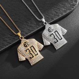 Pendant Necklaces Classic Hip Hop Shiny Zircon No. 30 Jersey Necklace Men Boys Casual Sports Jewelry Gift