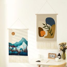 Tapestries 50x70cm Landscape Hanging Tapestry Home Wall Fabric Decoration Dormitory El Aesthetic Painting Blanket Tassels