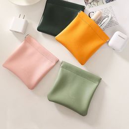 Lipstick Pouch Leather Cable Organiser Bag Sealing Coins Keys Organiser Bag Jewellery Earphone Storage Pouch Pocket Cosmetic Bags