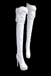 White Fashion Over The Knee Boots Women High Heels Shoes Ladies Thigh Winter Leather Long Female Size 432664435