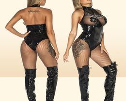 Plus Size Women Sexy Leather Lingerie Transparent Lace Hollow Sexy Underwear Porno Crotchless Langerie Babydoll Erotic Costumes9259027