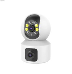 IP Cameras 4MP V380/Yoosee/iCsee application dual lens dual screen PTZ IP dome camera AI humanoid detection full-color CCTV walkie talkie baby monitorC240412