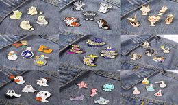 45 Pieces Enamel Pin Set Animal Cat Dog Sea Fish Chemical Science Witch Heart Halloween Brooch Space Astronaut Jewellery Gift Kid H4863874