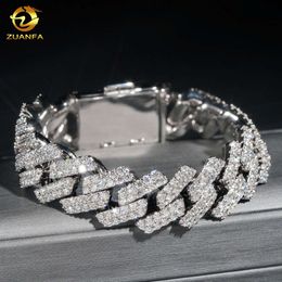 Luxury fine Jewellery bracelet s925 sterling silver white gold plated lab diamond men cuban link bracelet