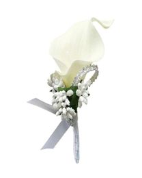 Decorative Flowers Wreaths Calla Lily Brooch Wedding Party Decor Bridal Bridesmaid Trellises Groom Boutonniere Women Men Pin Sui5243704