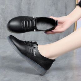 Dress Shoes 2024 Spring And Autumn Single Korean Edition Low Heel Flat Bottom Casual Women's Leather Mom's